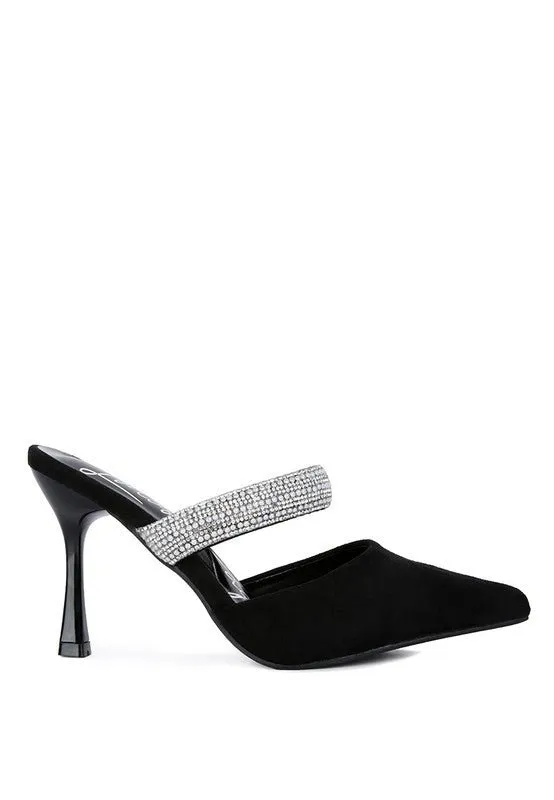 London Rag Fauci Diamante Strap Heeled Mules