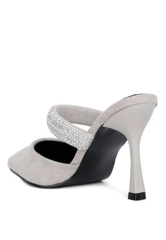 London Rag Fauci Diamante Strap Heeled Mules