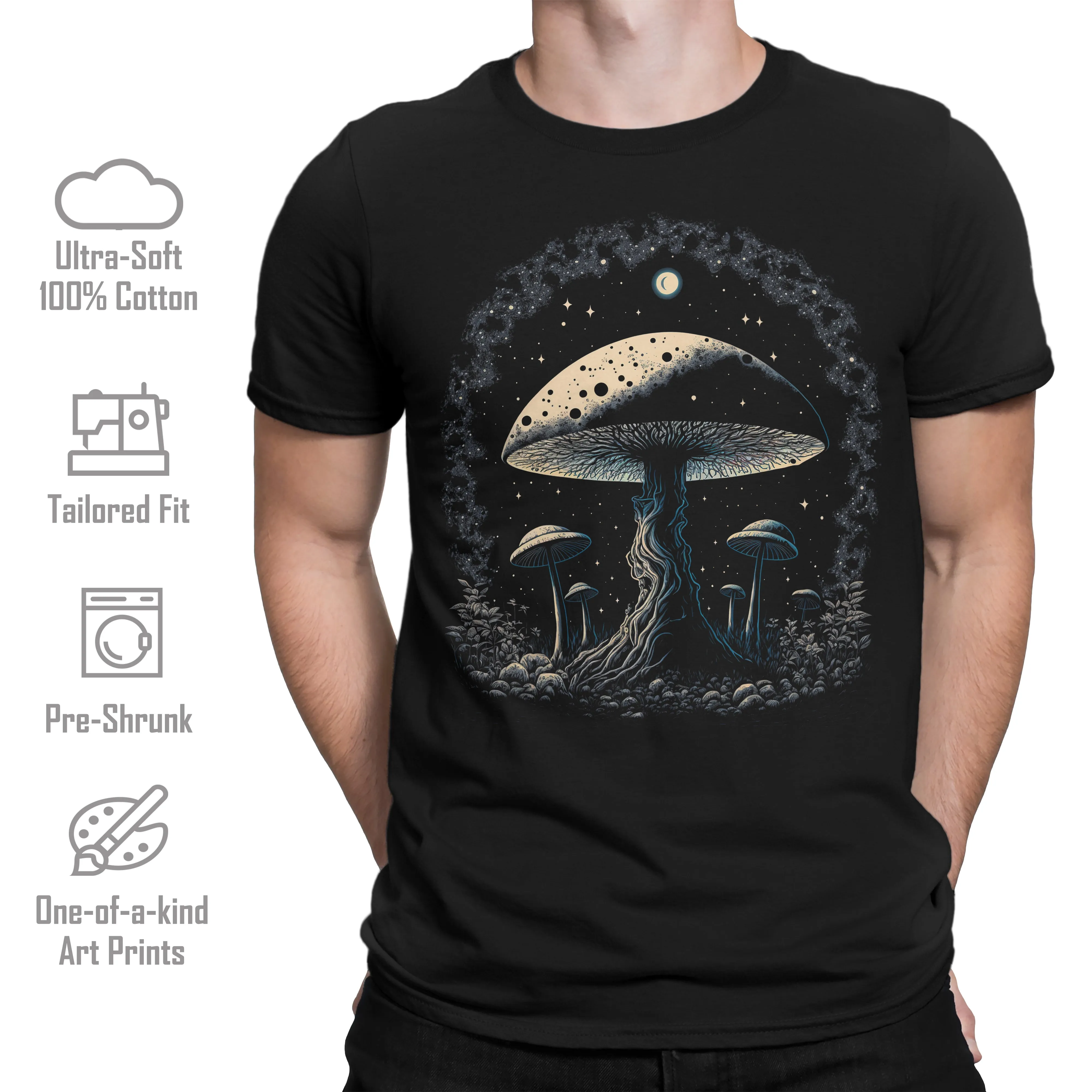 Mens Trendy Outer Space Kraken Graphic Tee Cool Premium Tshirt