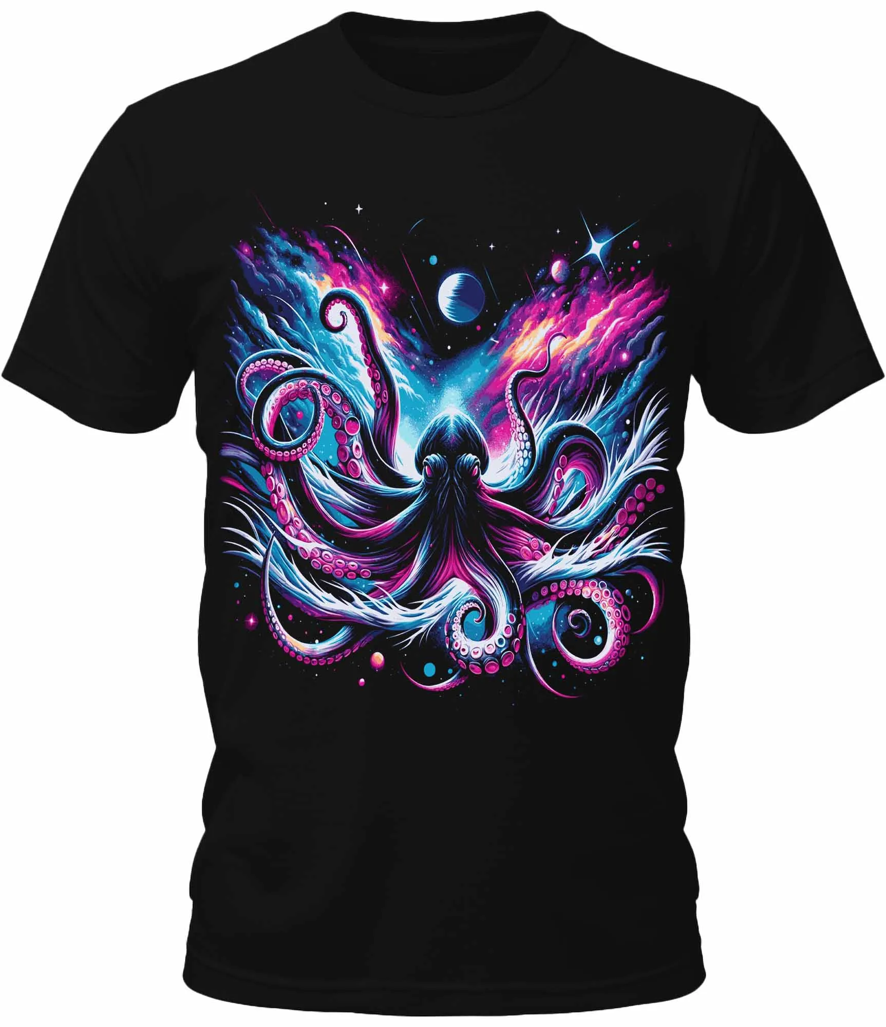 Mens Trendy Outer Space Kraken Graphic Tee Cool Premium Tshirt