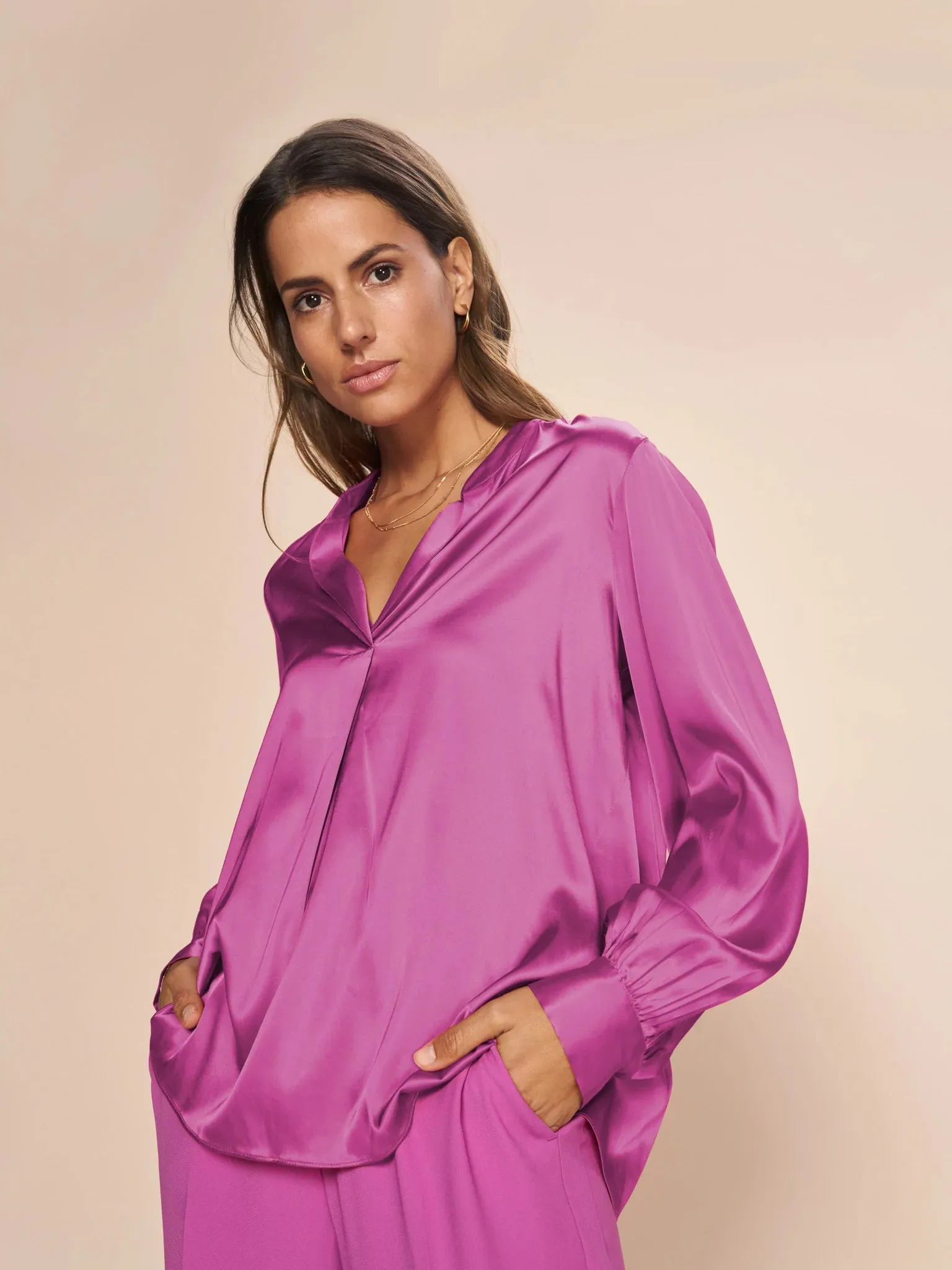 Mos Mosh Vivid Viola Enfa Satin Blouse