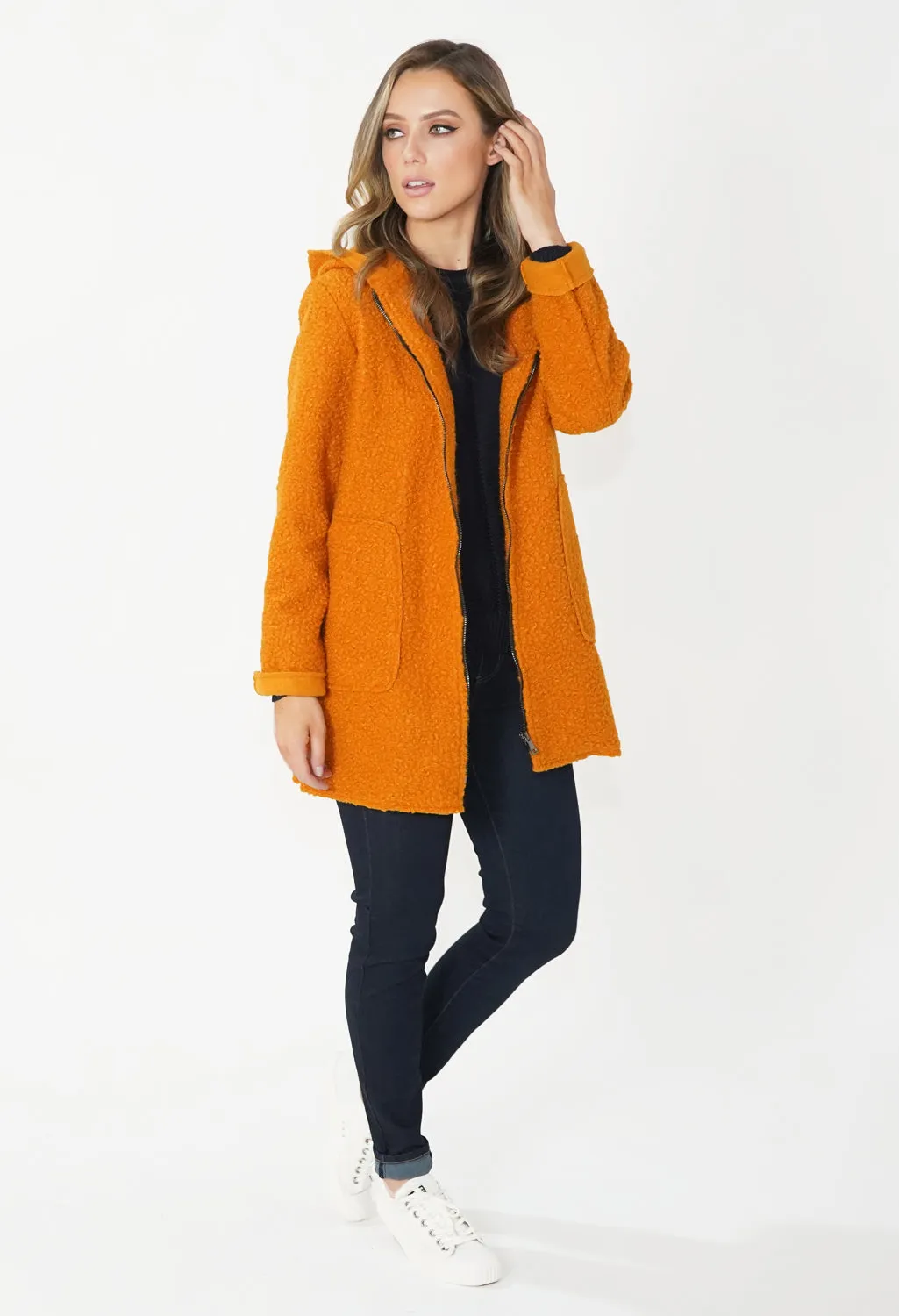 Mustard Cozy Hooded Jacket