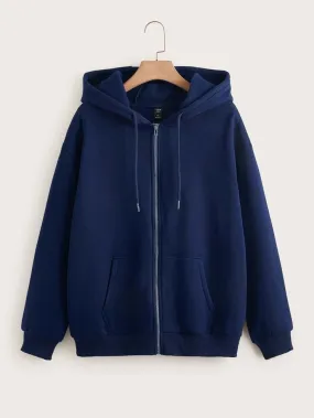 NAVY BLUE ZIPPER HOODIE