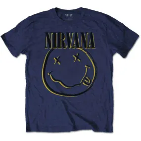 Nirvana Adult T-Shirt - Smiley Face - Navy Blue