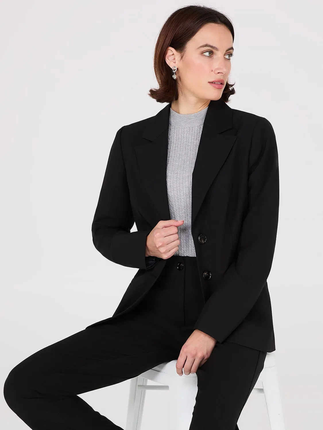 Notch Collar 2-Button Blazer