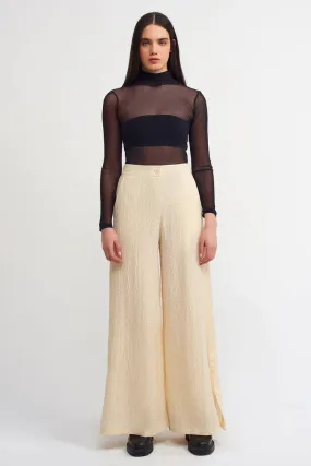 Nu Textured Wide Leg Trousers Natural