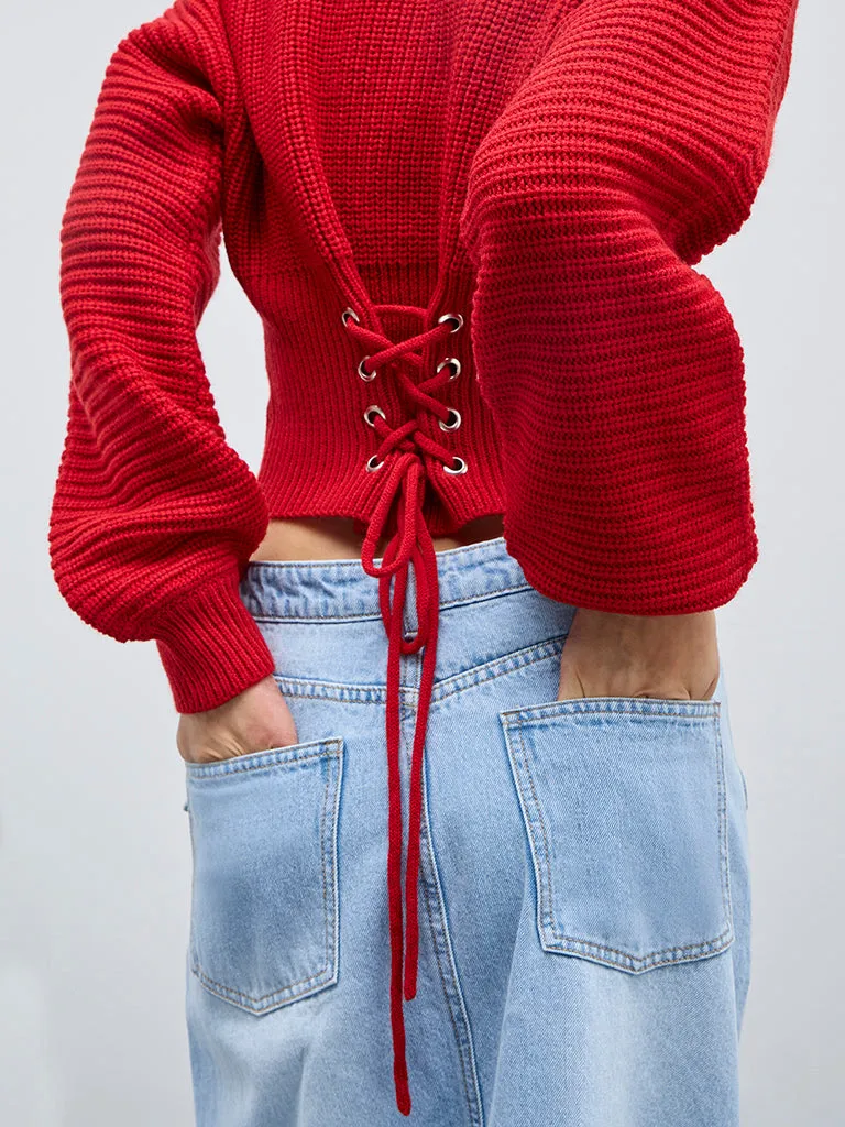 Nuon Red Knitted Sweater