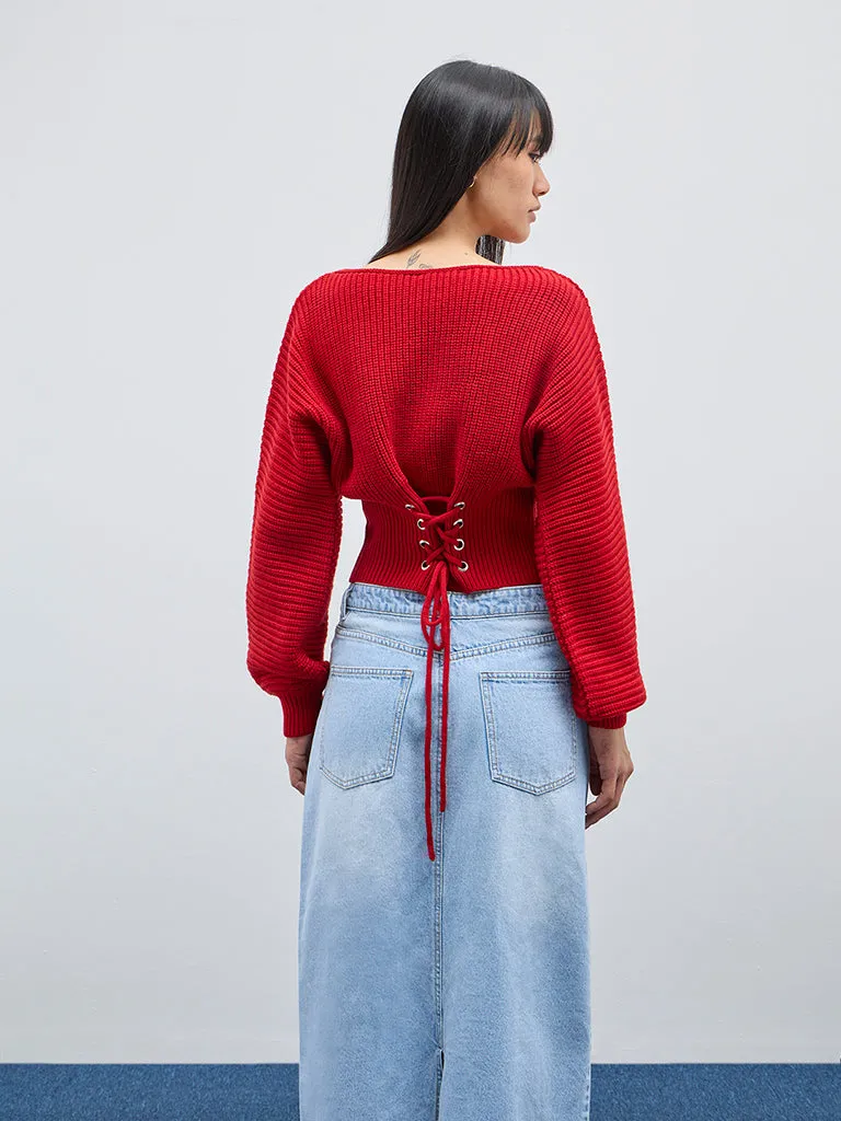 Nuon Red Knitted Sweater