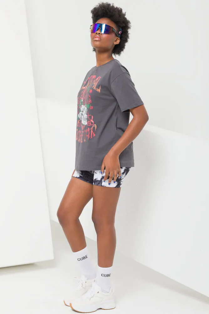 Oversized Graphic Tees Charcoal