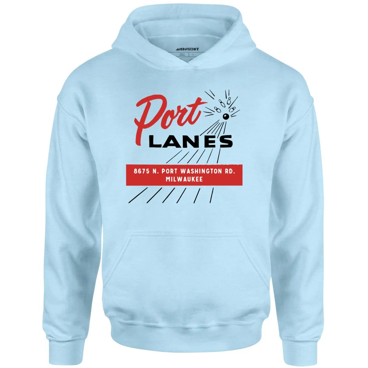 Port Lanes - Milwaukee, WI - Vintage Bowling Alley - Unisex Hoodie