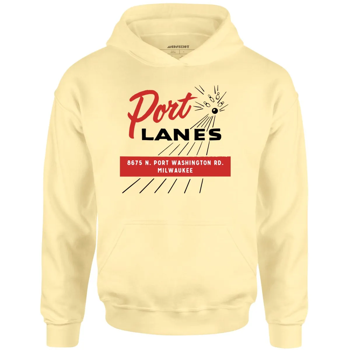 Port Lanes - Milwaukee, WI - Vintage Bowling Alley - Unisex Hoodie