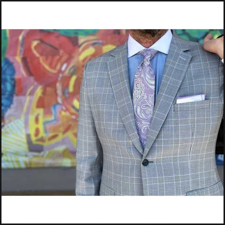 Powder Blue Stacked Plaid Suit