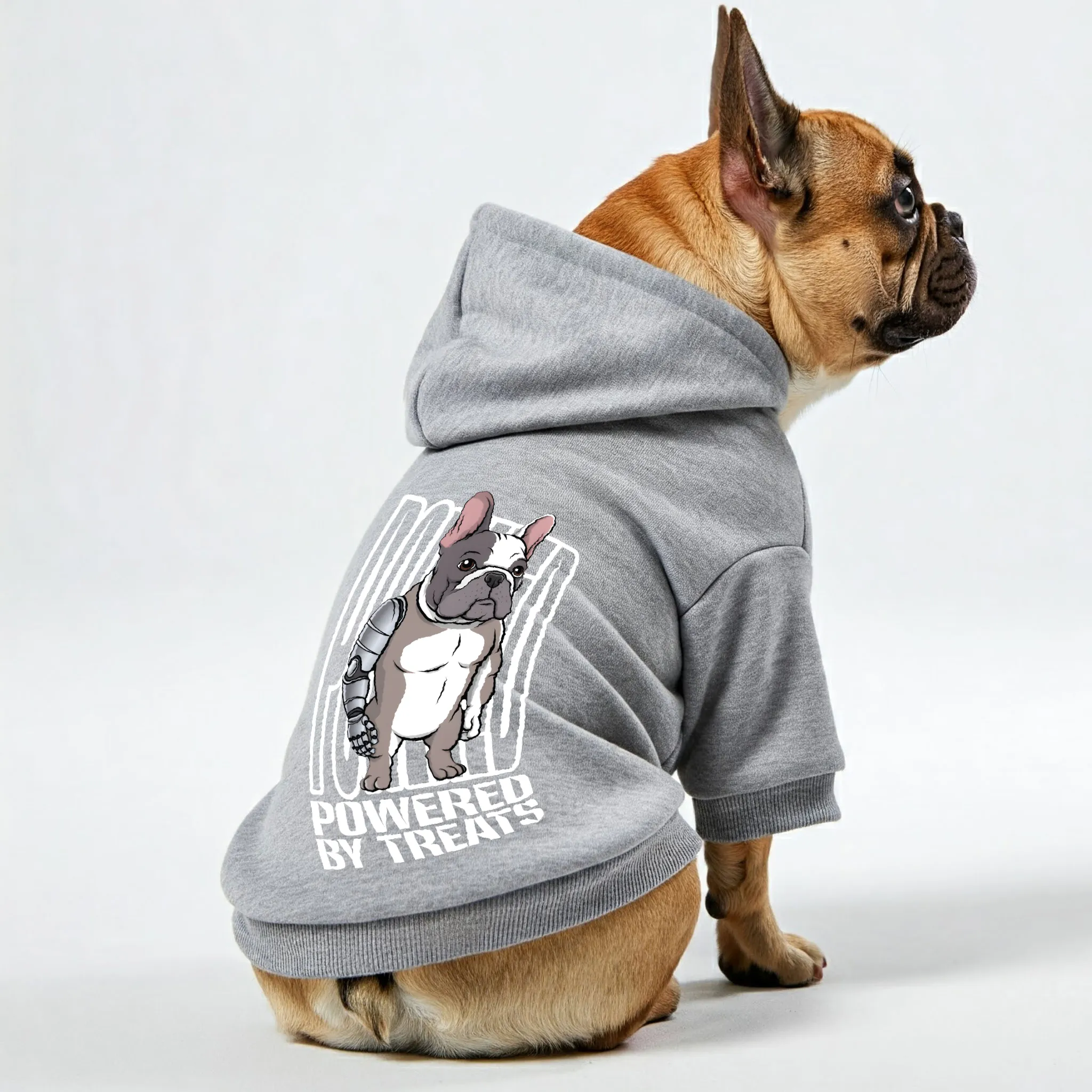 Powered by Treats - Personalized French Bulldog Hoodies with Funny Quotes – Stylish, Cozy, and Premium 100% Cotton