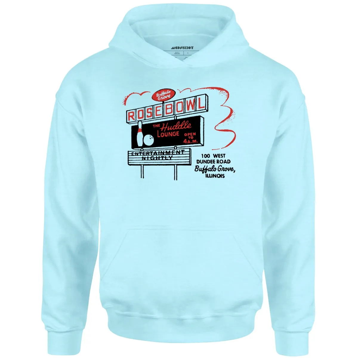 Rose Bowl - Buffalo Grove, IL - Vintage Bowling Alley - Unisex Hoodie