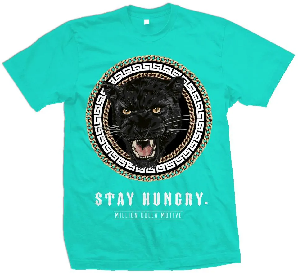 Stay Hungry Panther - Aqua Blue T-Shirt