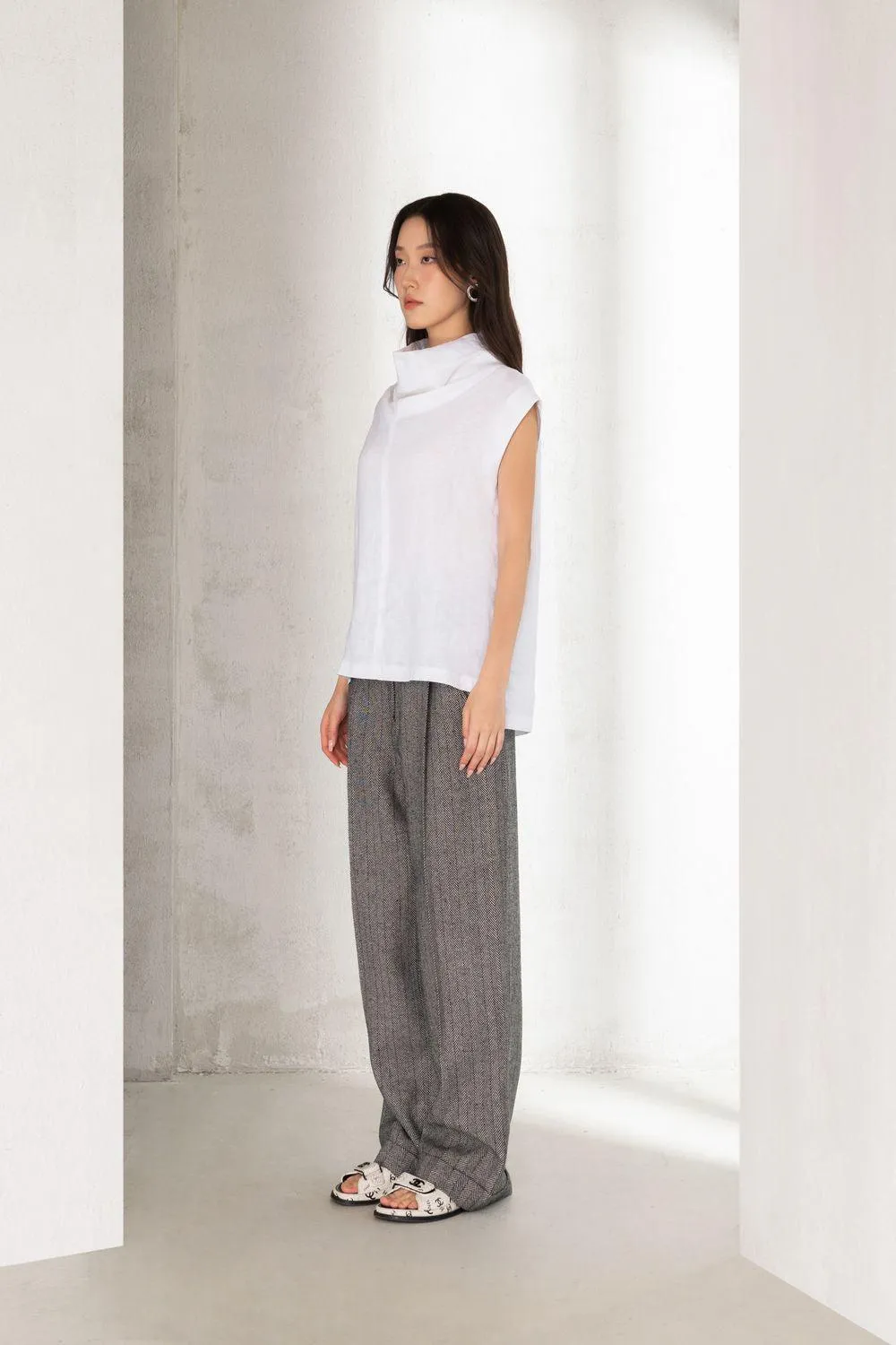 Stormi Straight Ribbed Polycotton Floor Length Trousers