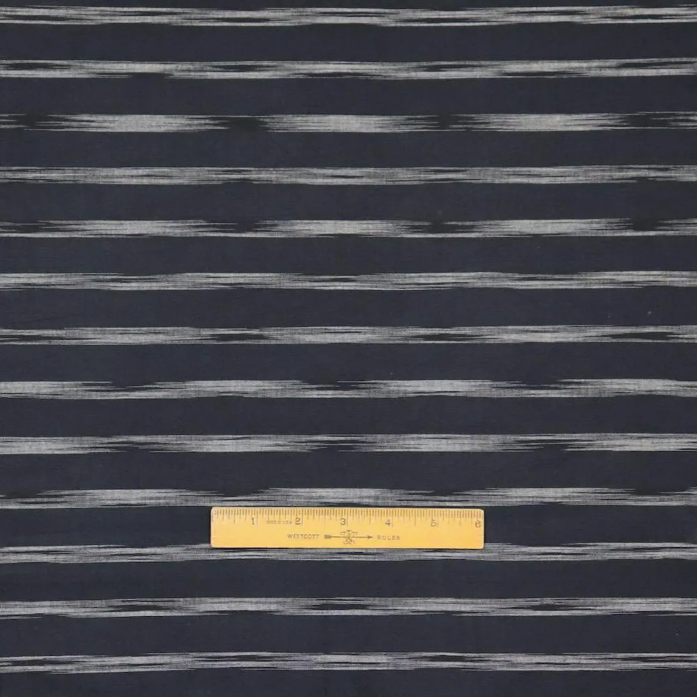 Swatch — Black Ikat Stripe Handloom Cotton