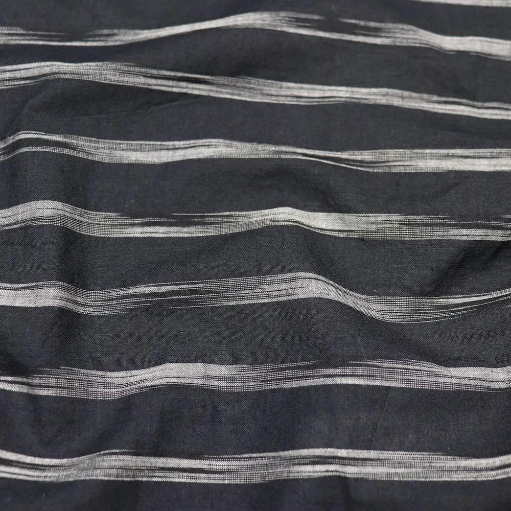 Swatch — Black Ikat Stripe Handloom Cotton