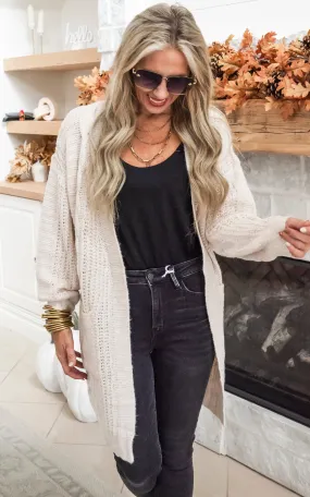 Twist Knitted Long Cozy Cardigan - Oatmeal - Final Sale