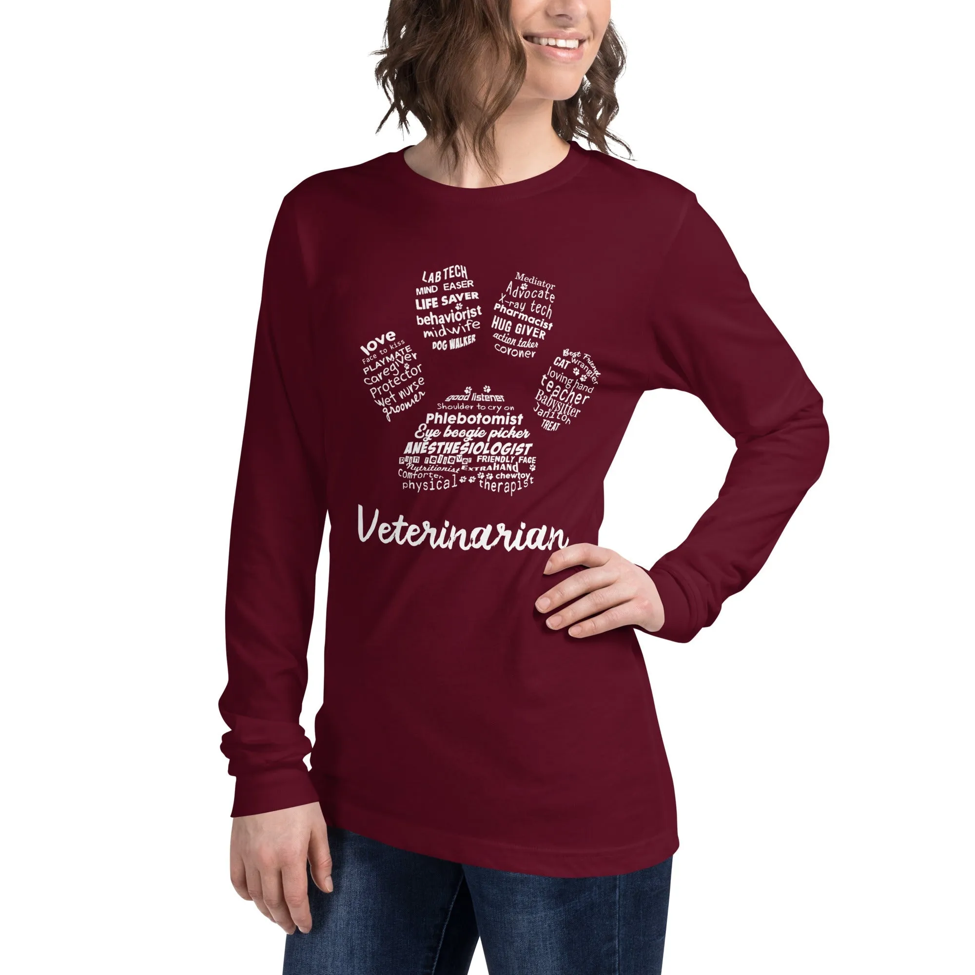 Veterinarian Paw Print Unisex Long Sleeve T-Shirt