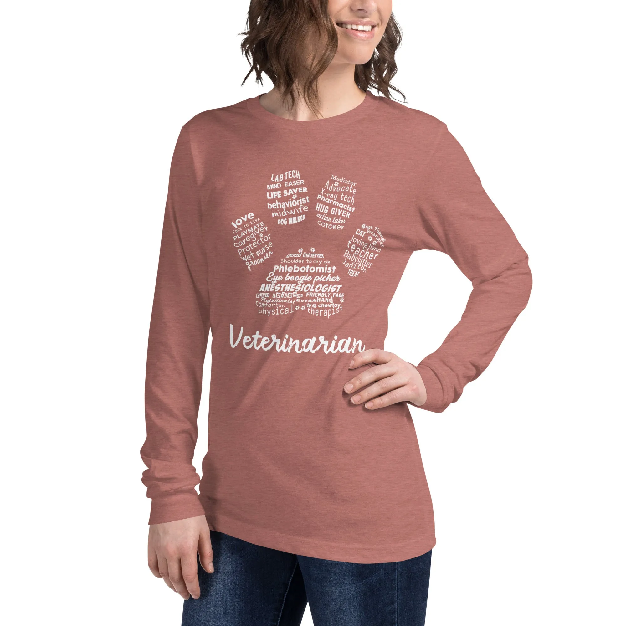 Veterinarian Paw Print Unisex Long Sleeve T-Shirt