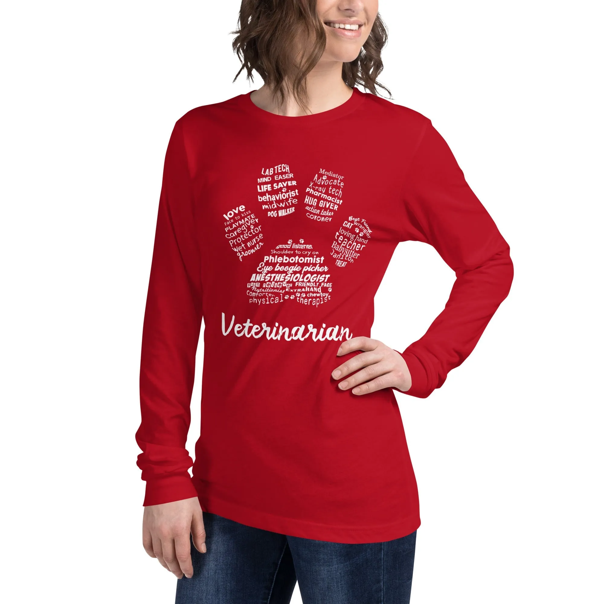 Veterinarian Paw Print Unisex Long Sleeve T-Shirt