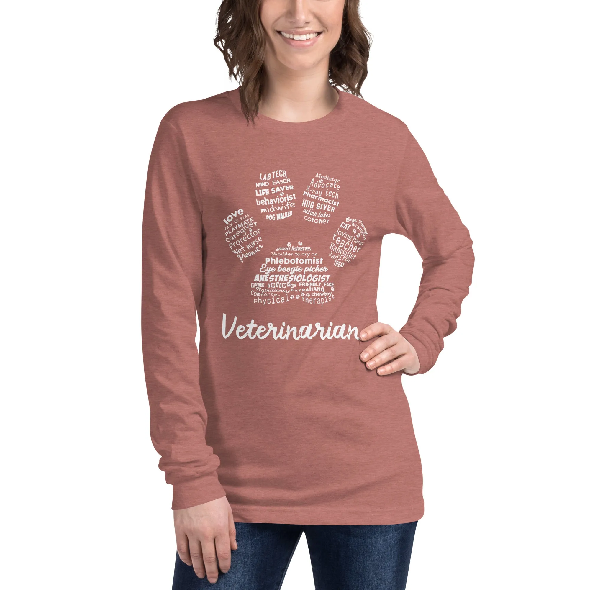 Veterinarian Paw Print Unisex Long Sleeve T-Shirt