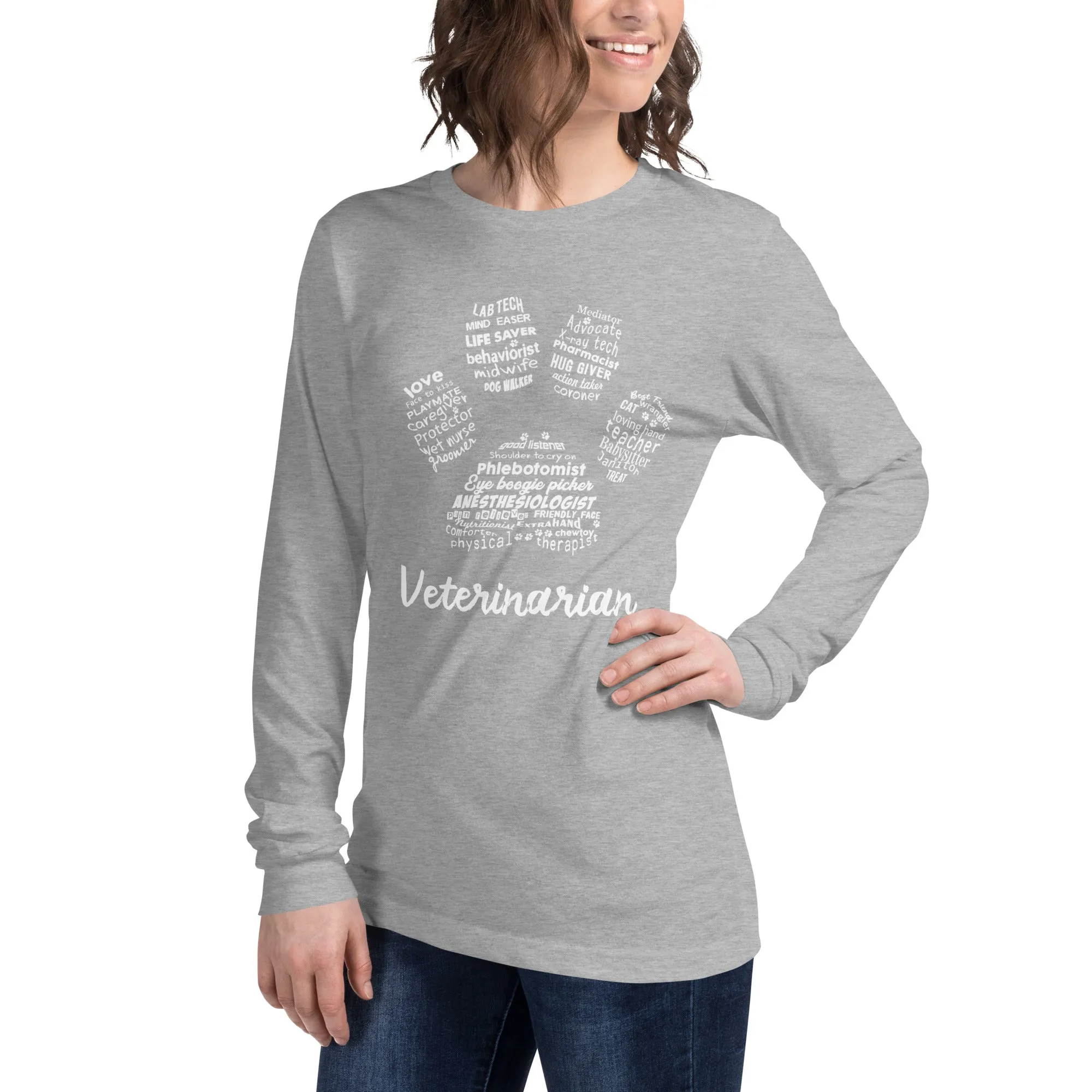 Veterinarian Paw Print Unisex Long Sleeve T-Shirt