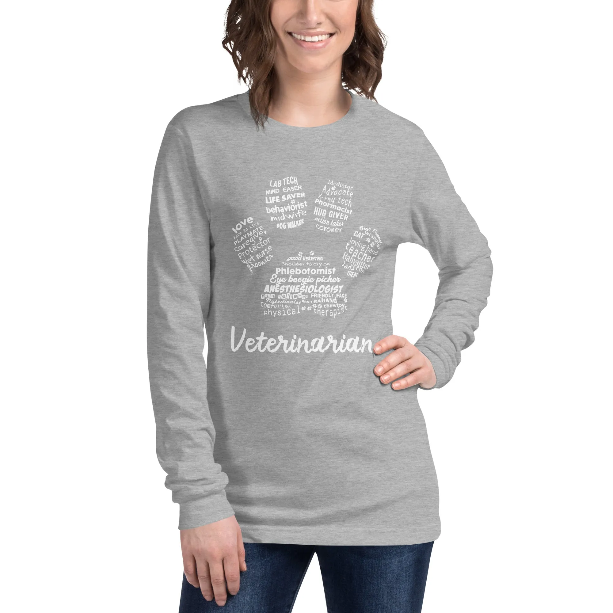 Veterinarian Paw Print Unisex Long Sleeve T-Shirt