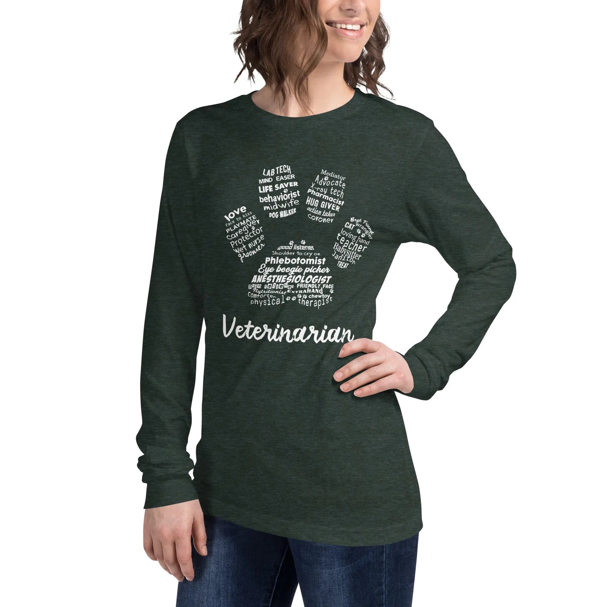 Veterinarian Paw Print Unisex Long Sleeve T-Shirt