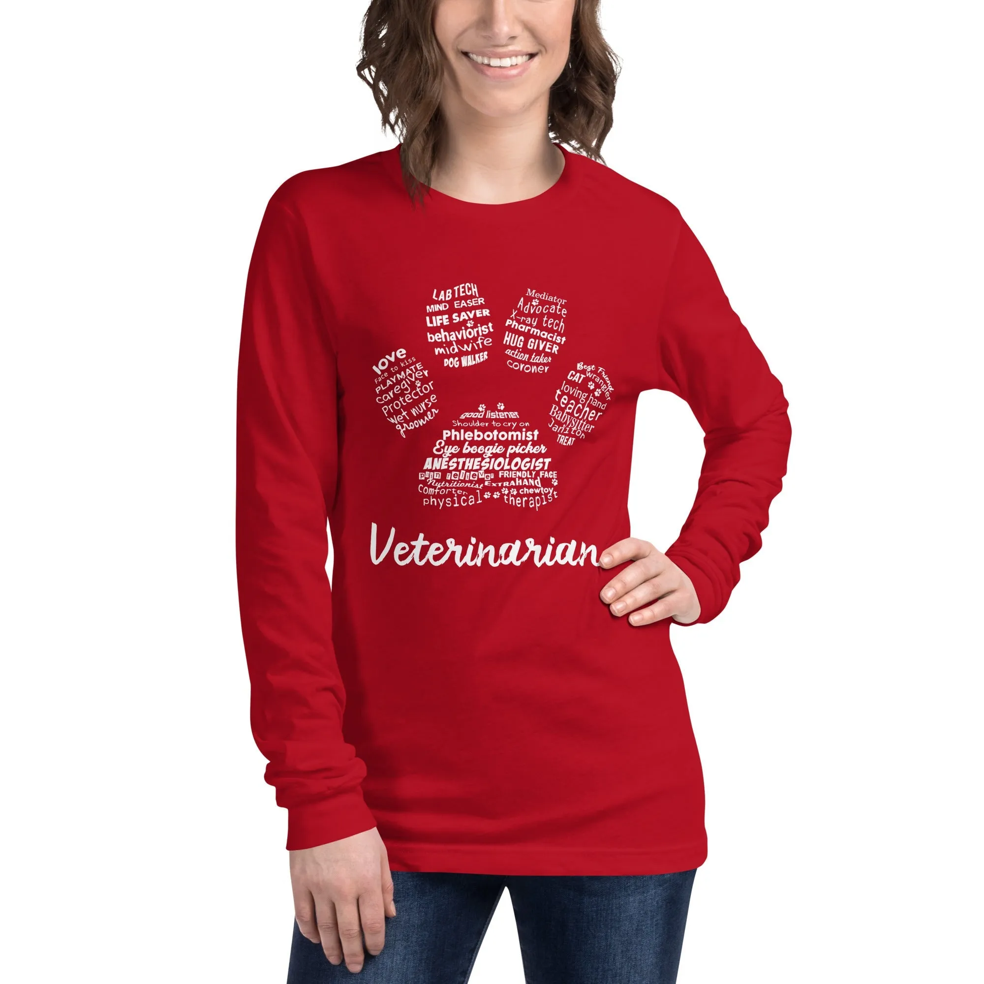 Veterinarian Paw Print Unisex Long Sleeve T-Shirt