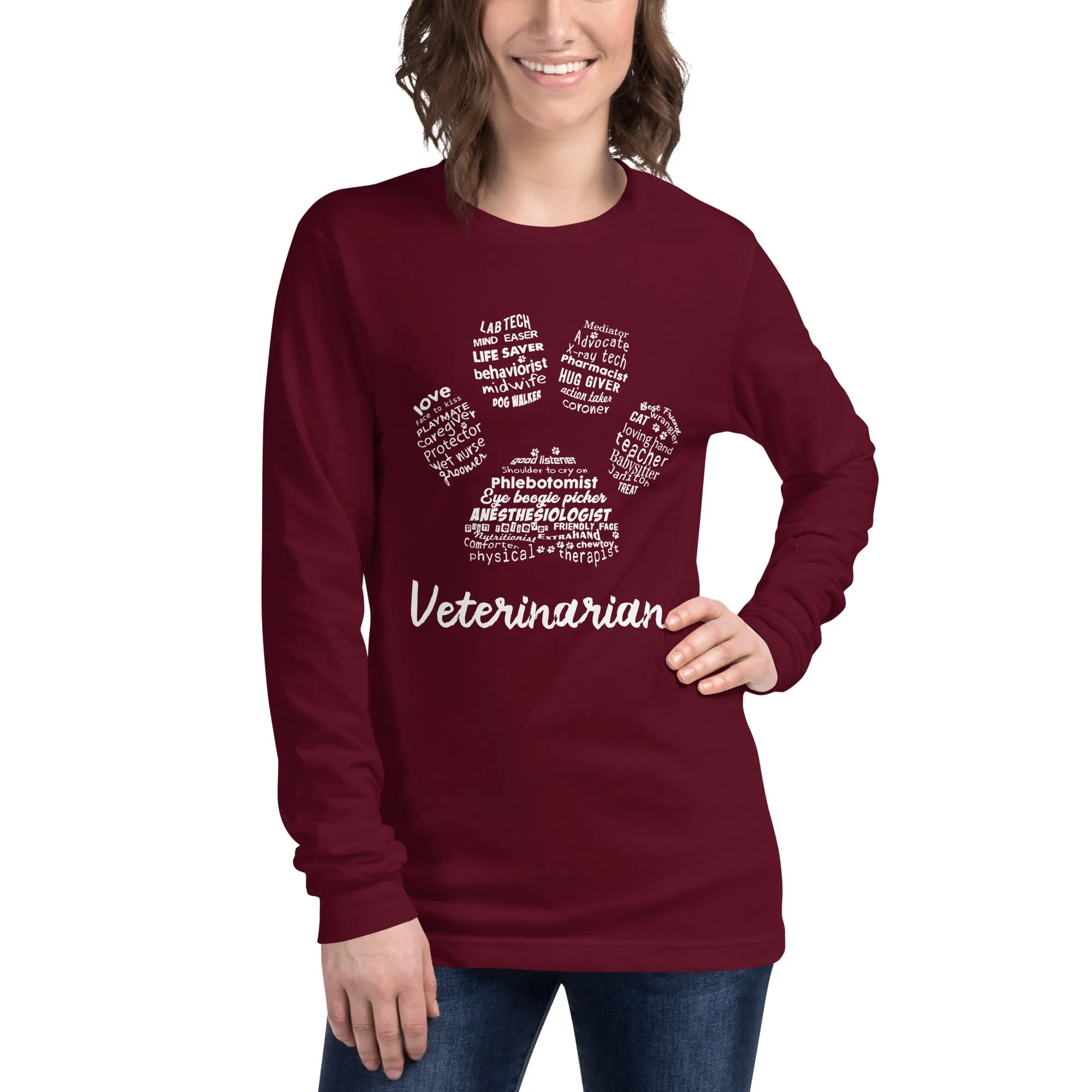 Veterinarian Paw Print Unisex Long Sleeve T-Shirt