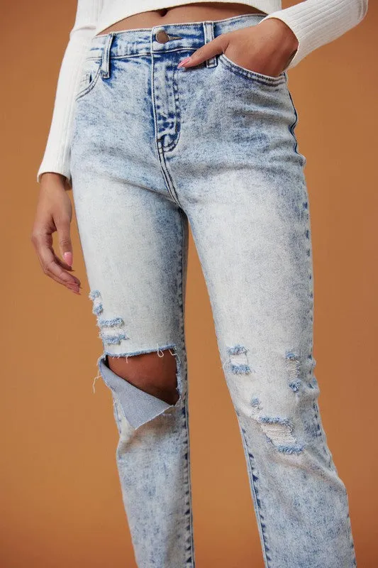 VIBRANT M.I.U High Rise Distressed Skinny