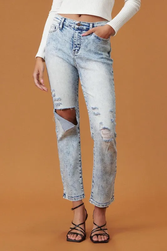 VIBRANT M.I.U High Rise Distressed Skinny