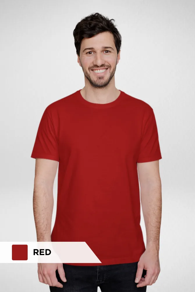 White and Red Plain T-shirts Combo for Men