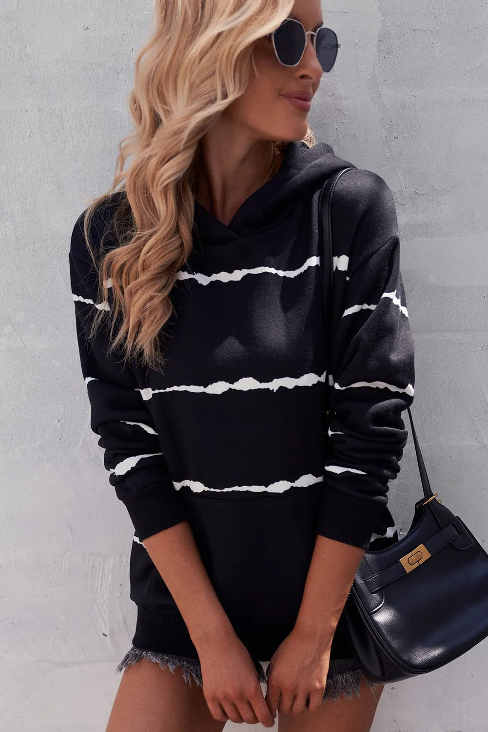 Women's Cozy Striped Hoodie with Kangaroo Pocket