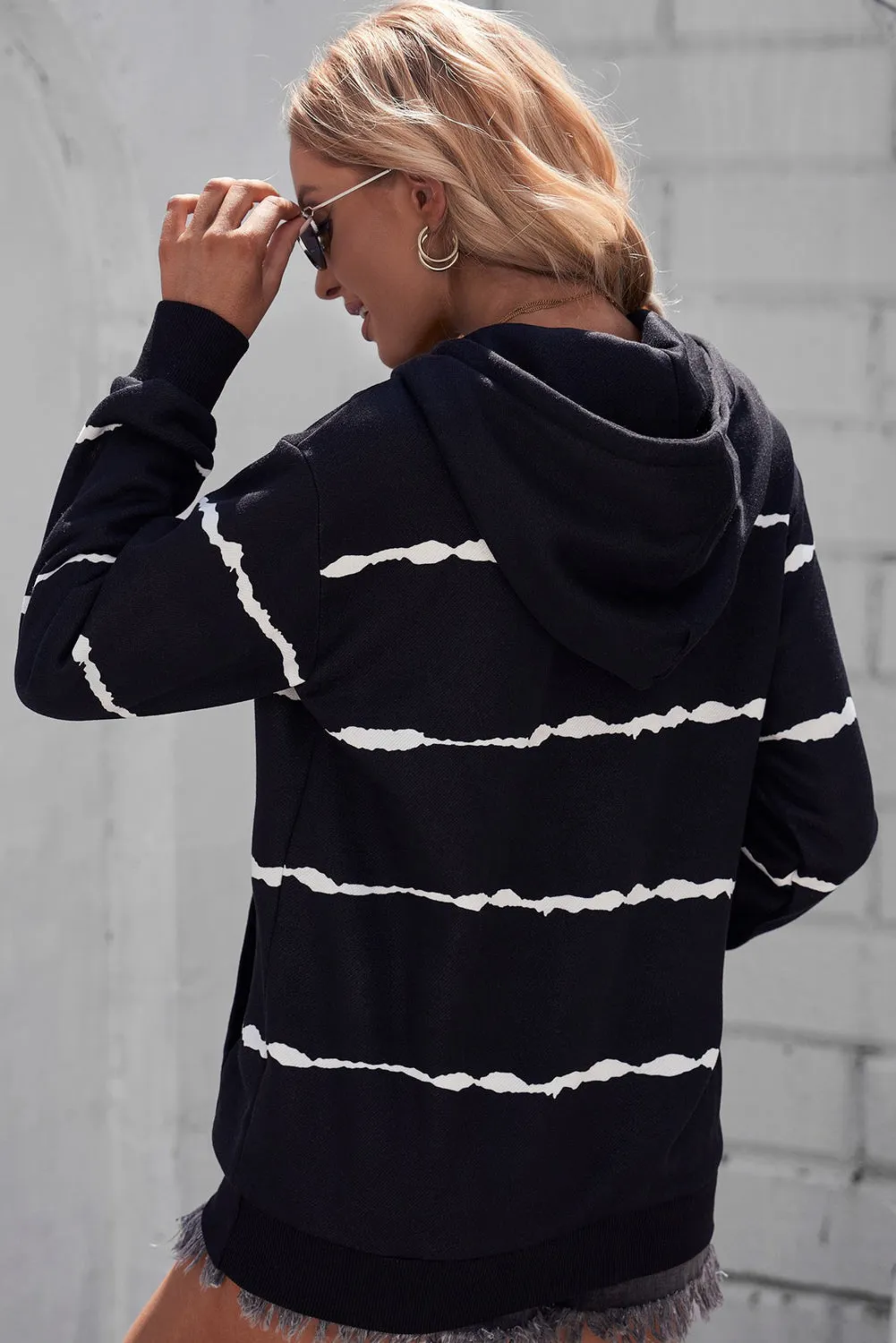 Women's Cozy Striped Hoodie with Kangaroo Pocket