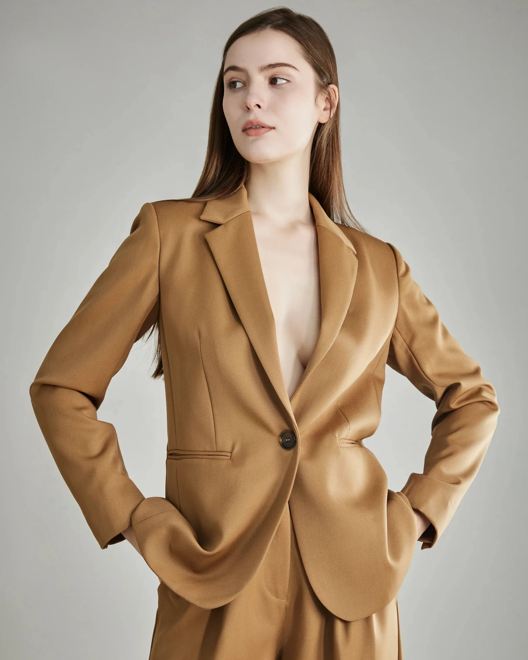 Wool Peak Lapel Blazer for Women